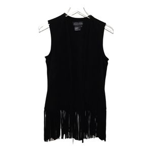 Black Fringe Open Vest Size Small